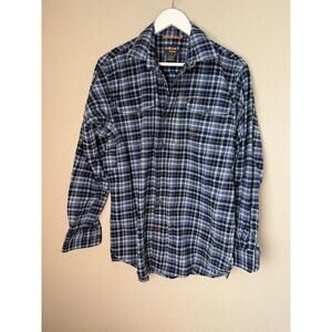 Ariat Rebar Flannel Work Shirt Size Small Men Blue Button Up Cotton